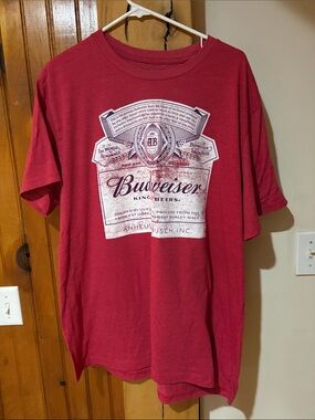 Budweiser Red Short Sleeve Tee with White Label Graphic
